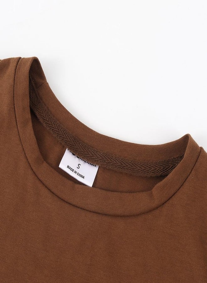 Noomelfish Girls Short Sleeve Fringe T-Shirts Soft Jersey Cotton Tee Tops, Rust Brown, Size 11-12 Years - Image 4